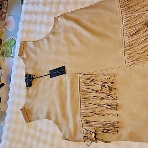 Tan Suede Dress with Tassels  by Romeo+Juliet Couture sizes meduim and large